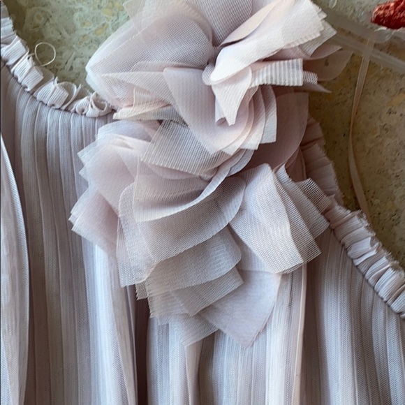 Js Collections Blush Pleated Mesh Halter FL Gown 4 - Picture 5 of 9